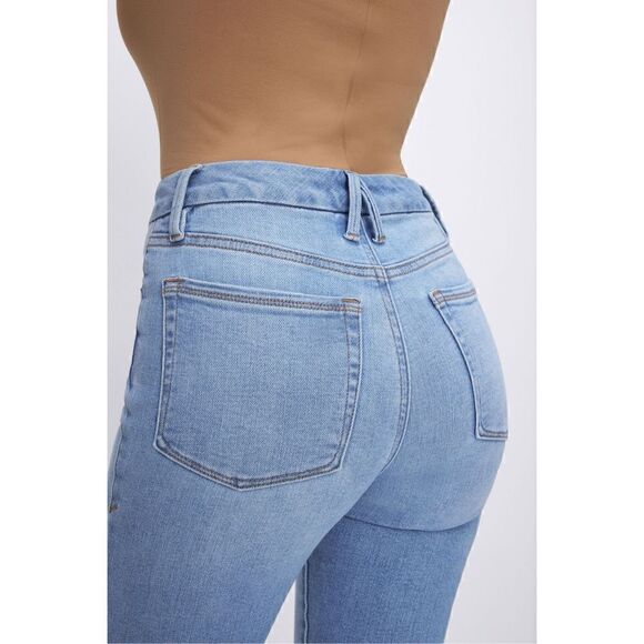 Good American Womens Good Legs Denim Jeans Sz 15 (34.5”) Distressed Stretch Plus - Picture 2 of 10